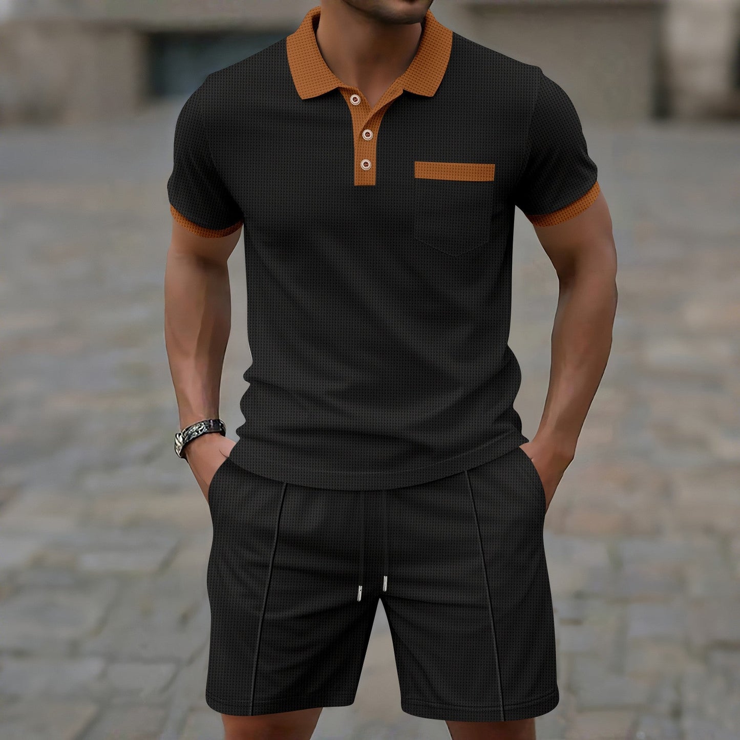 Summer New Men's Waffle Lapel Suit 1