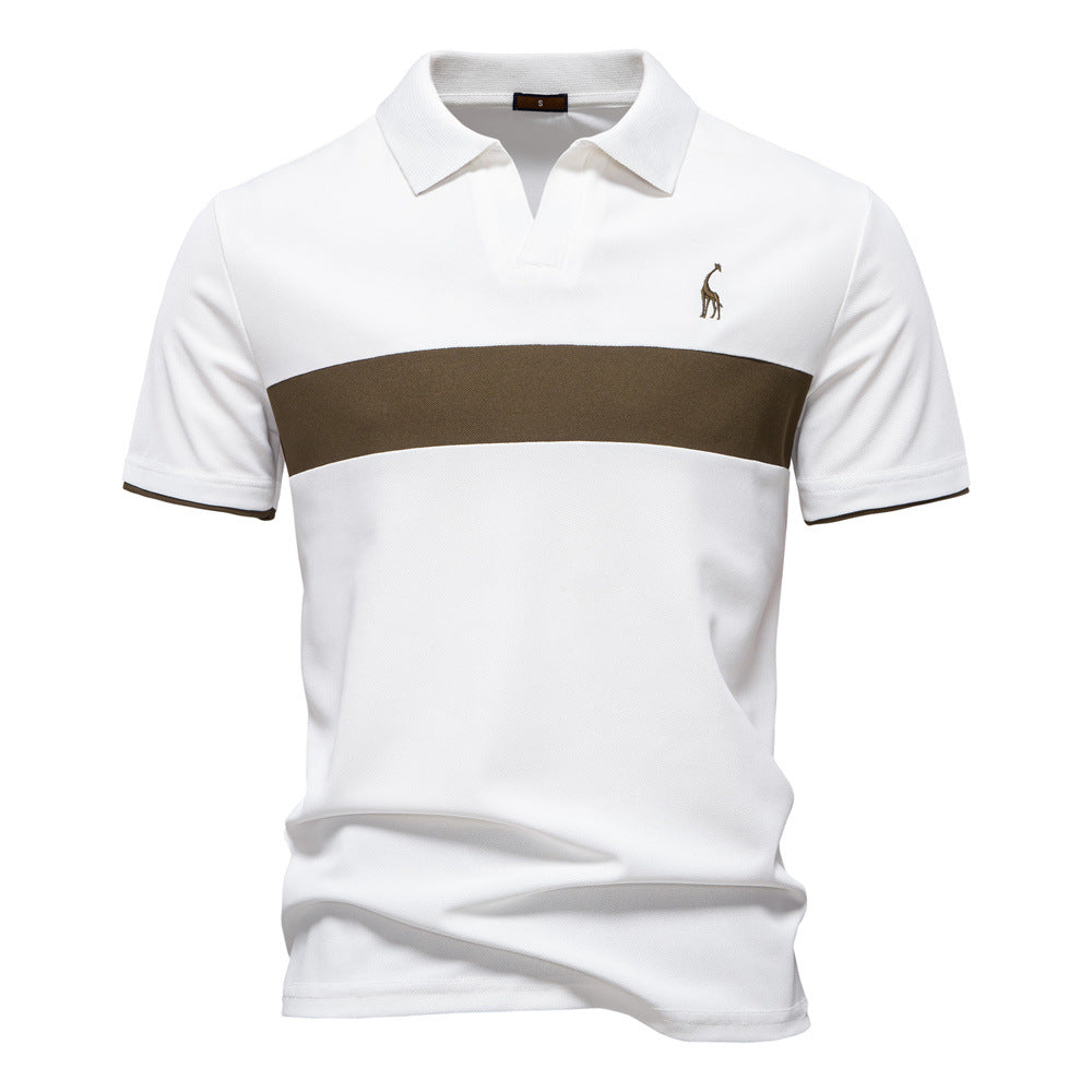 Deer Embroidered POLO Men's Lapel Short-sleeved T-shirt 1