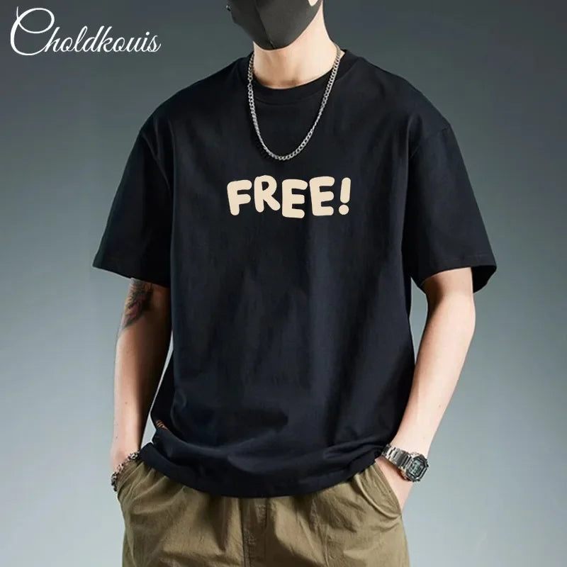 Trendy Pure Cotton Short Sleeve Men's T-Shirt Loose Fit Versatile Casual Half Sleeve Summer Time Fashion Icon Printed Tops