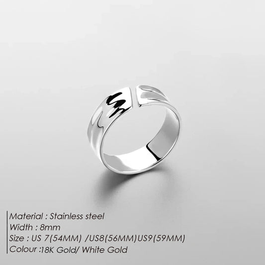 eManco Stainless Steel Gold-Plated Fashion Wide Ring Simple Punk Style Suitable UMAIR & HAYAT SELLER