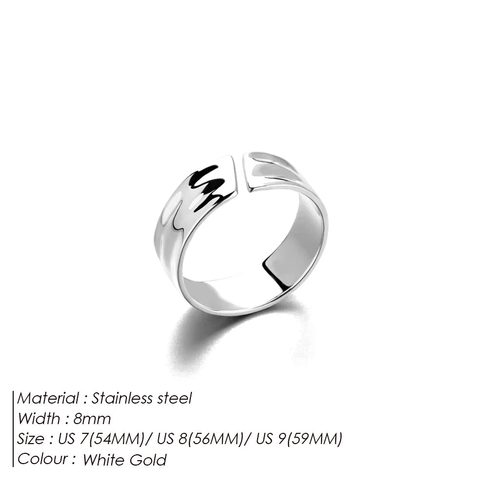 eManco Stainless Steel Gold-Plated Fashion Wide Ring Simple Punk Style Suitable UMAIR & HAYAT SELLER