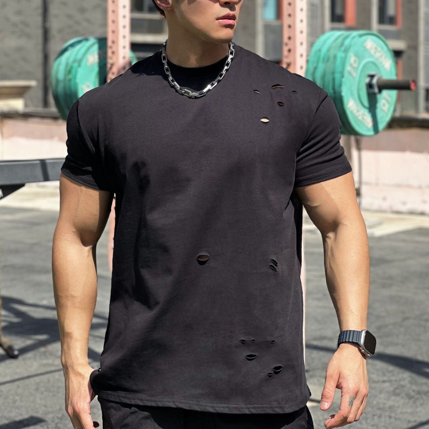 Muscle Sports Loose Cotton Fitness Short Sleeve Men UMAIR & HAYAT SELLER