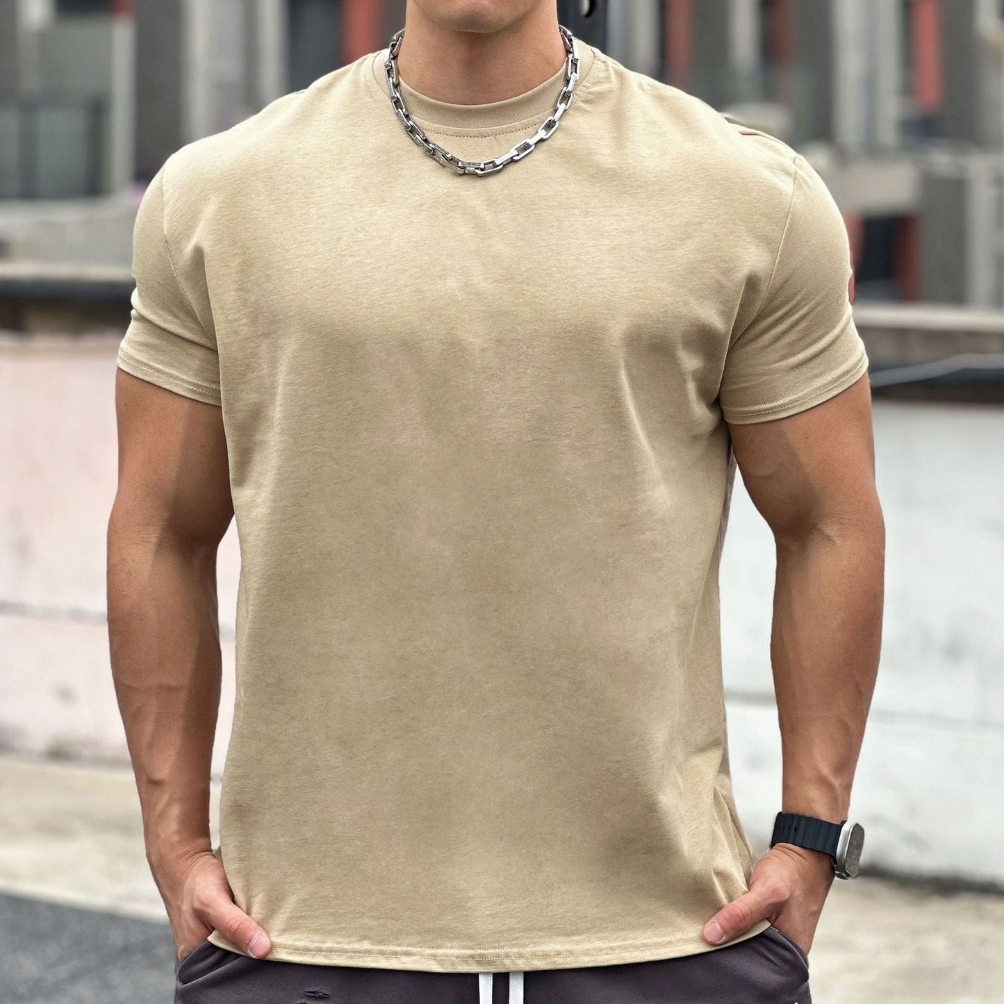 Muscle Sports Loose Cotton Fitness Short Sleeve Men UMAIR & HAYAT SELLER