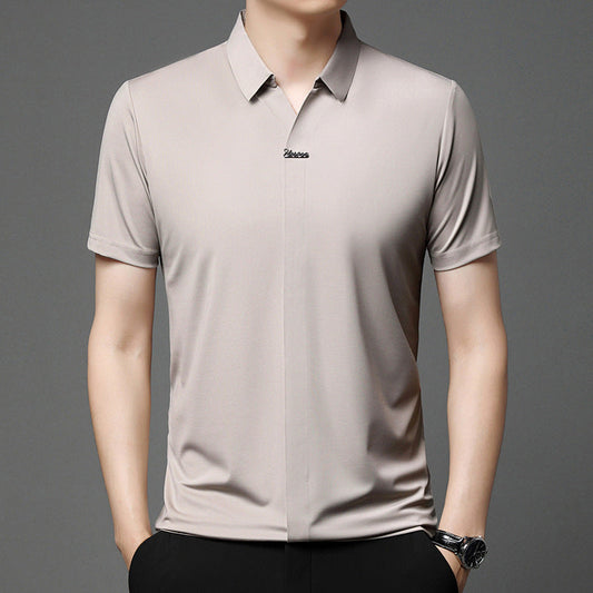 Ice Silk Short Sleeve Men's Fashion Casual Lapel 1