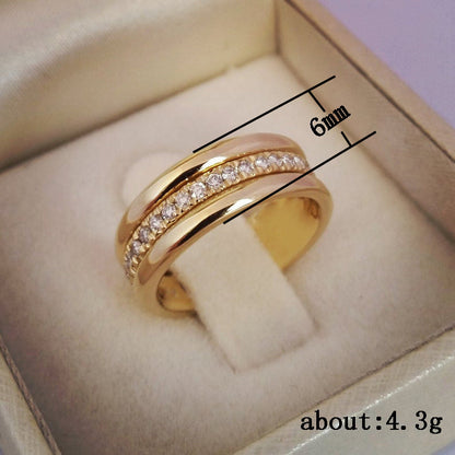 Simple Golden Sliver Rhinestones Ring Copper Plated RIngs Fashion Jewellery UMAIR & HAYAT SELLER
