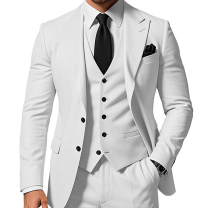 Men's Solid Color 2-piece Buckle Casual Jacket Vest Pants Set 1