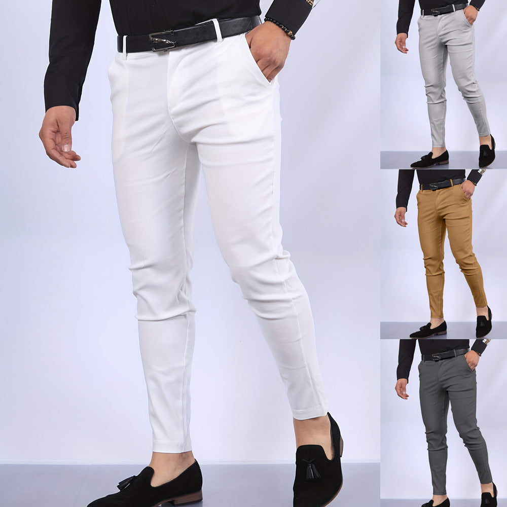 Men's Solid Color Faux Pocket Formal Casual Pants UMAIR & HAYAT SELLER