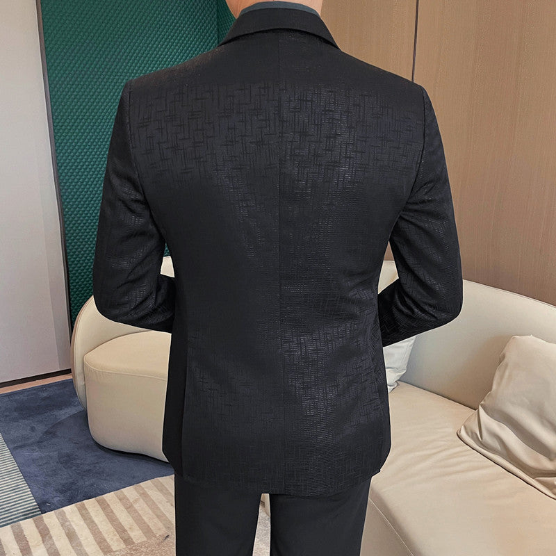 Men's Suit Metal Buckle Design Gun Collar Jacket 1