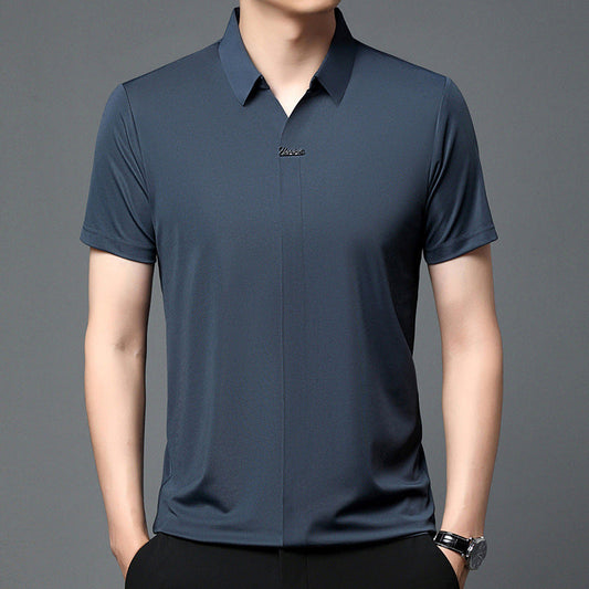 Ice Silk Short Sleeve Men's Fashion Casual Lapel 1