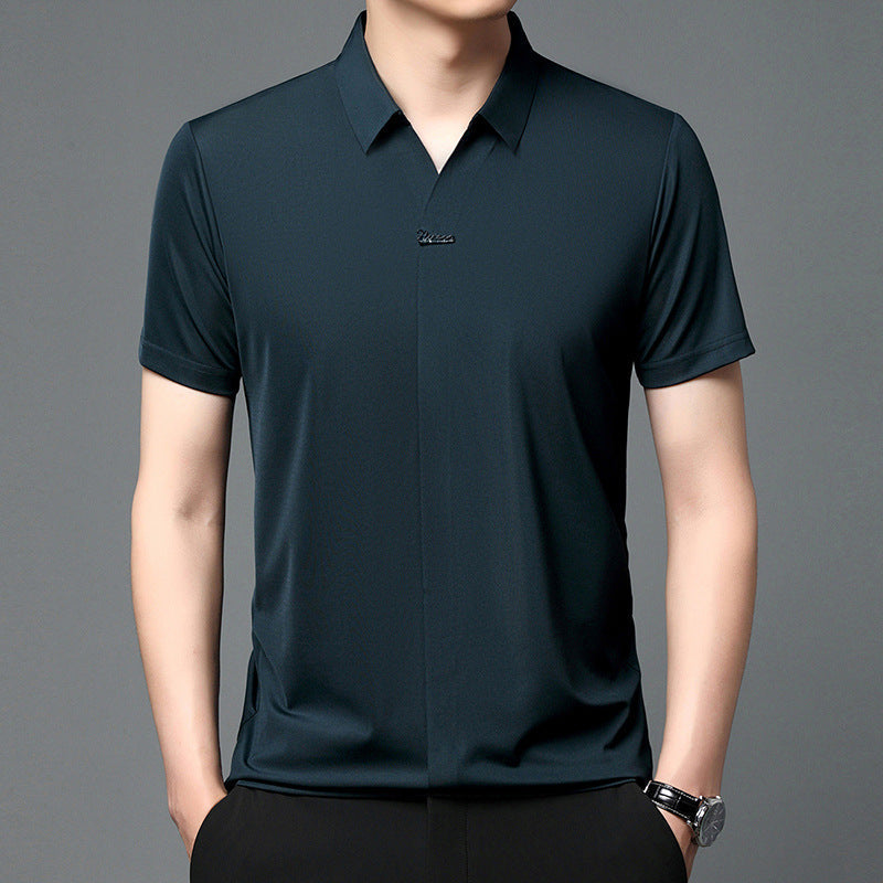 Ice Silk Short Sleeve Men's Fashion Casual Lapel 1