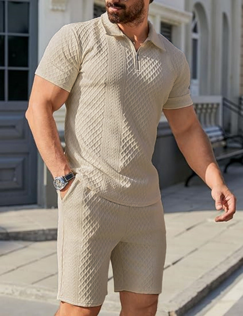 Fashion Personality Men's Shorts Casual Two-piece Suit 1