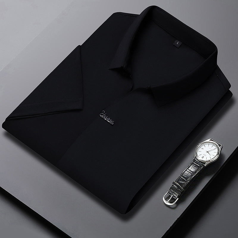 Ice Silk Short Sleeve Men's Fashion Casual Lapel 1