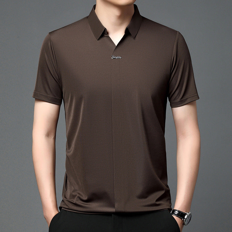Ice Silk Short Sleeve Men's Fashion Casual Lapel 1