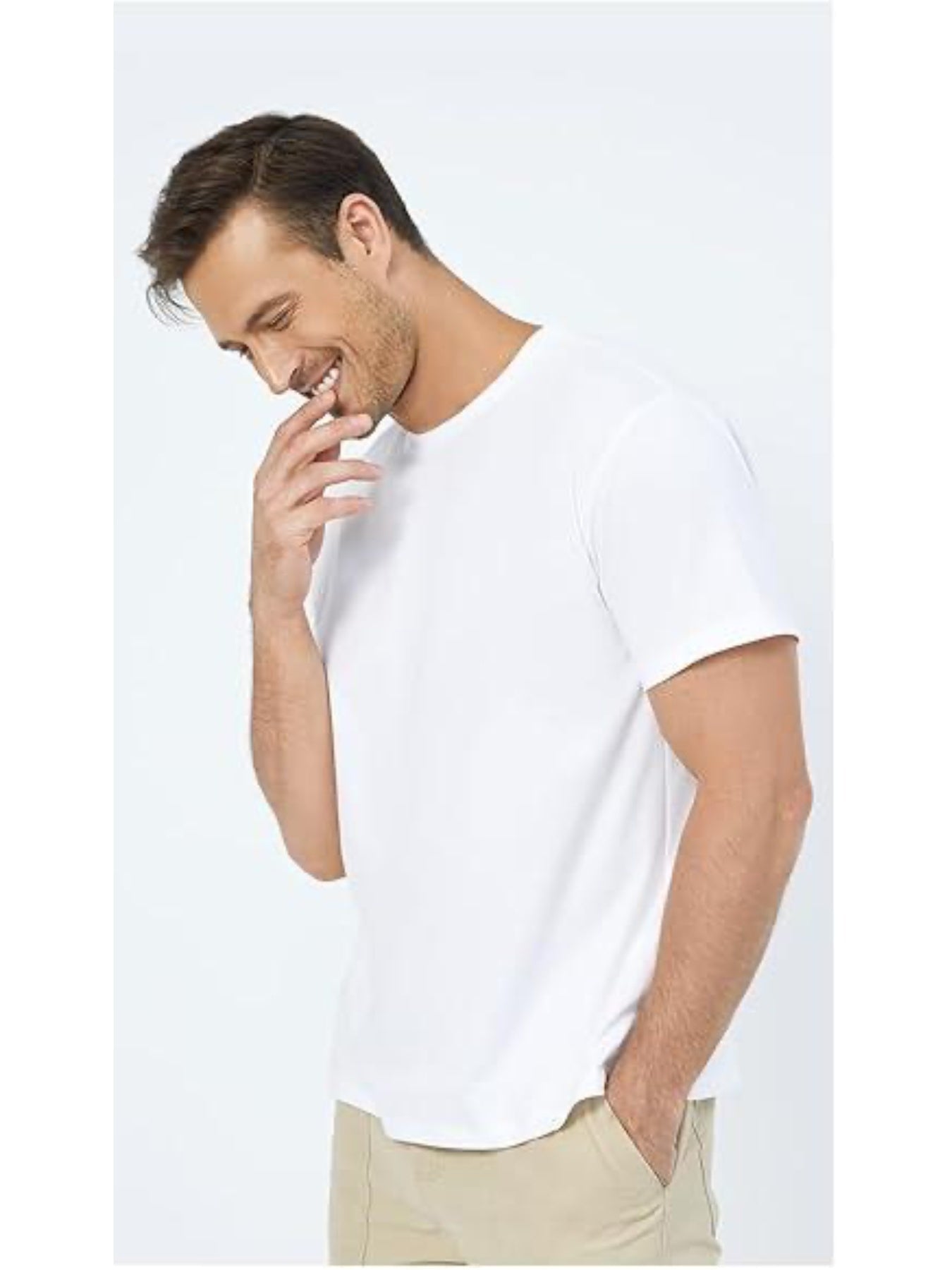 Neat White Basic Crewneck Short Sleeve Cotton Polyester Water Repellent Tops T Shirts Tee For Men UMAIR & HAYAT SELLER