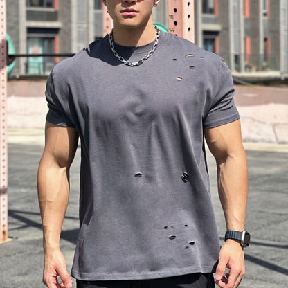 Muscle Sports Loose Cotton Fitness Short Sleeve Men UMAIR & HAYAT SELLER