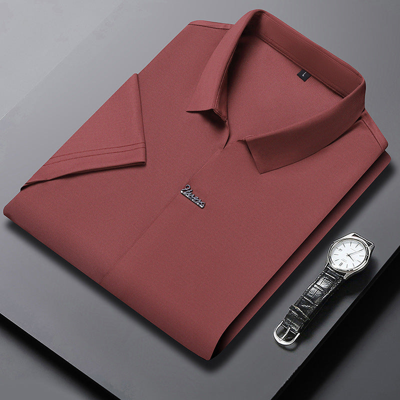 Ice Silk Short Sleeve Men's Fashion Casual Lapel 1