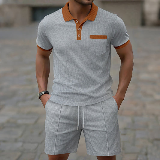 Summer New Men's Waffle Lapel Suit 1