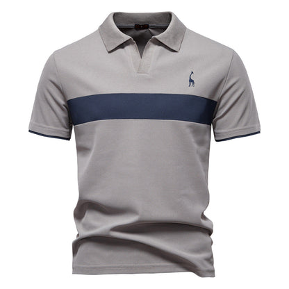 Deer Embroidered POLO Men's Lapel Short-sleeved T-shirt 1