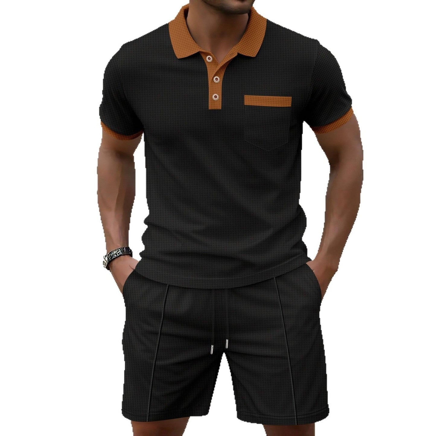 Summer New Men's Waffle Lapel Suit 1