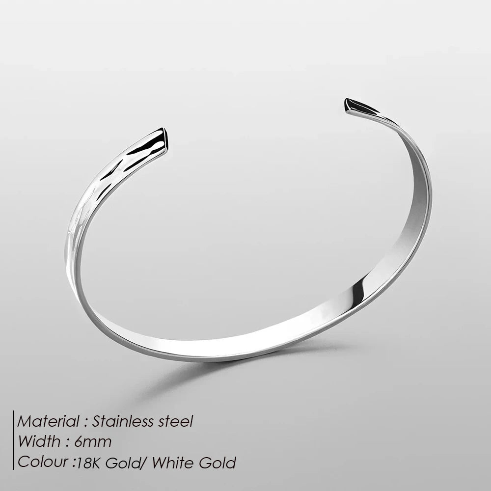 eManco Stainless Steel Polished Design C Shape 6MM Wide Bangle  Men UMAIR & HAYAT SELLER