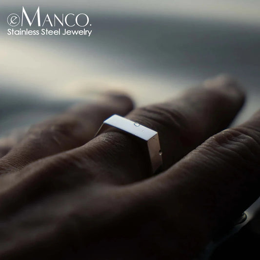 eManco Classic Men's Ring Simple Stainless Steel Gold UMAIR & HAYAT SELLER