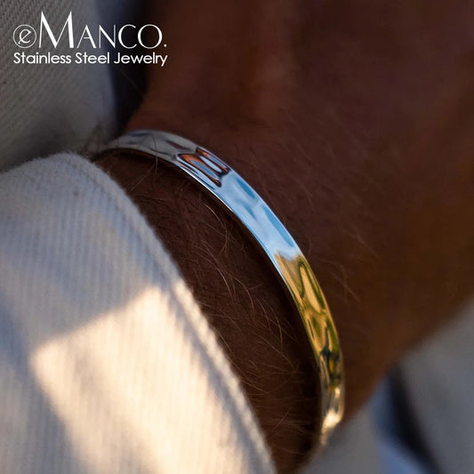 eManco Stainless Steel Polished Design C Shape 6MM Wide Bangle  Men UMAIR & HAYAT SELLER