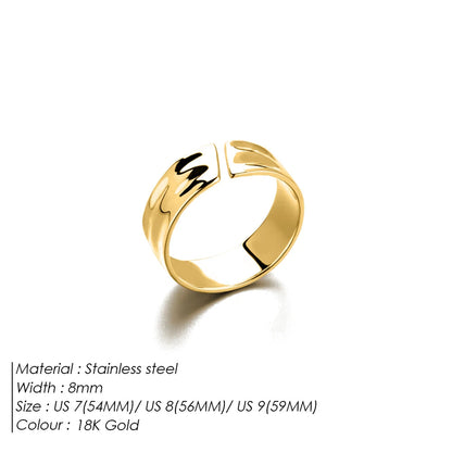 eManco Stainless Steel Gold-Plated Fashion Wide Ring Simple Punk Style Suitable UMAIR & HAYAT SELLER