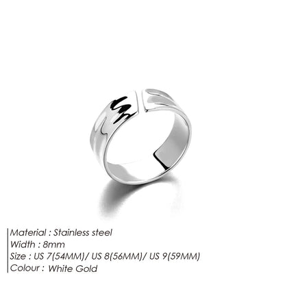 eManco Stainless Steel Gold-Plated Fashion Wide Ring Simple Punk Style Suitable UMAIR & HAYAT SELLER