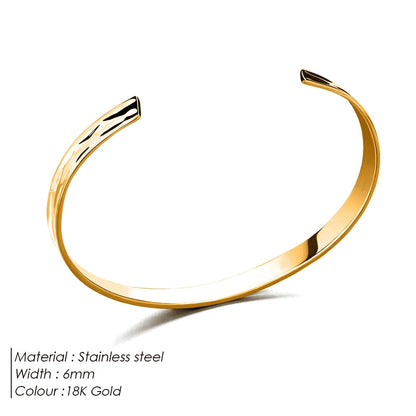 eManco Stainless Steel Polished Design C Shape 6MM Wide Bangle  Men UMAIR & HAYAT SELLER