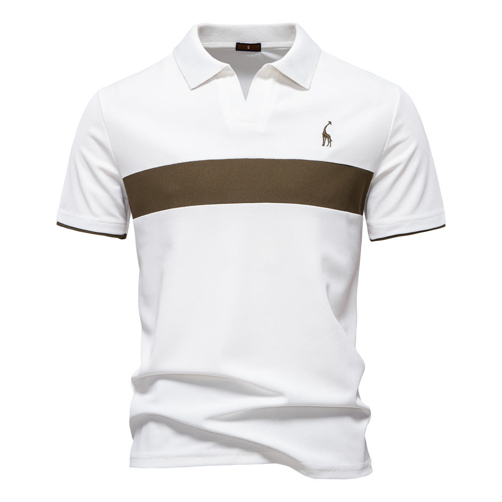 Deer Embroidered POLO Men's Lapel Short-sleeved T-shirt 1