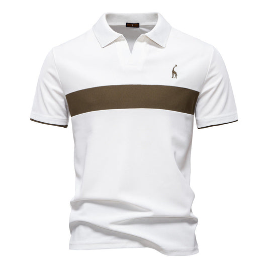 Deer Embroidered POLO Men's Lapel Short-sleeved T-shirt 1