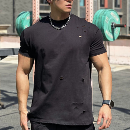 Muscle Sports Loose Cotton Fitness Short Sleeve Men UMAIR & HAYAT SELLER