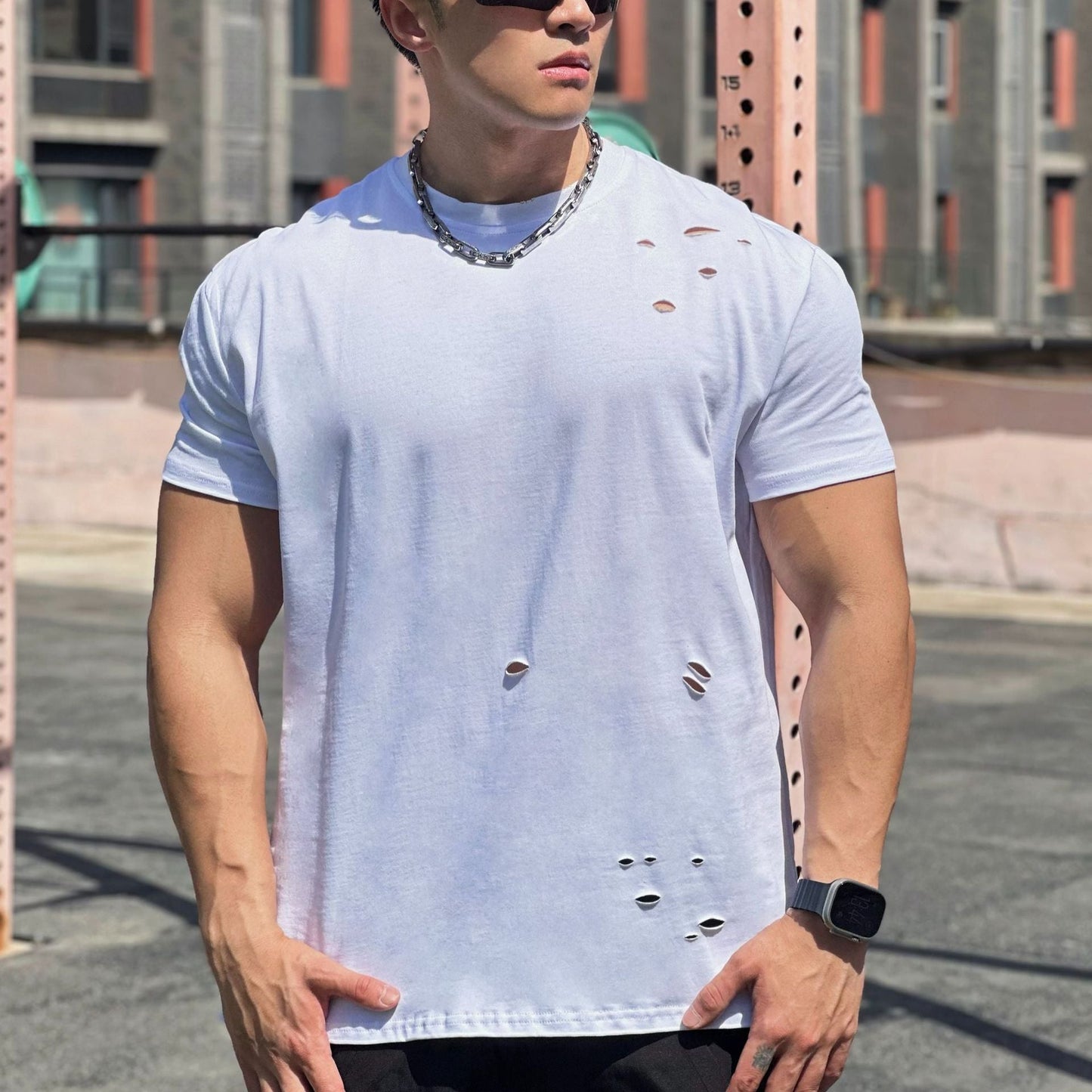 Muscle Sports Loose Cotton Fitness Short Sleeve Men UMAIR & HAYAT SELLER