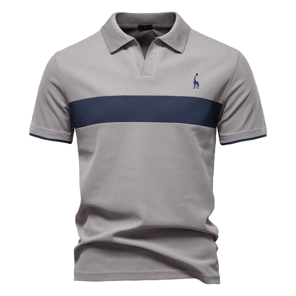 Deer Embroidered POLO Men's Lapel Short-sleeved T-shirt 1