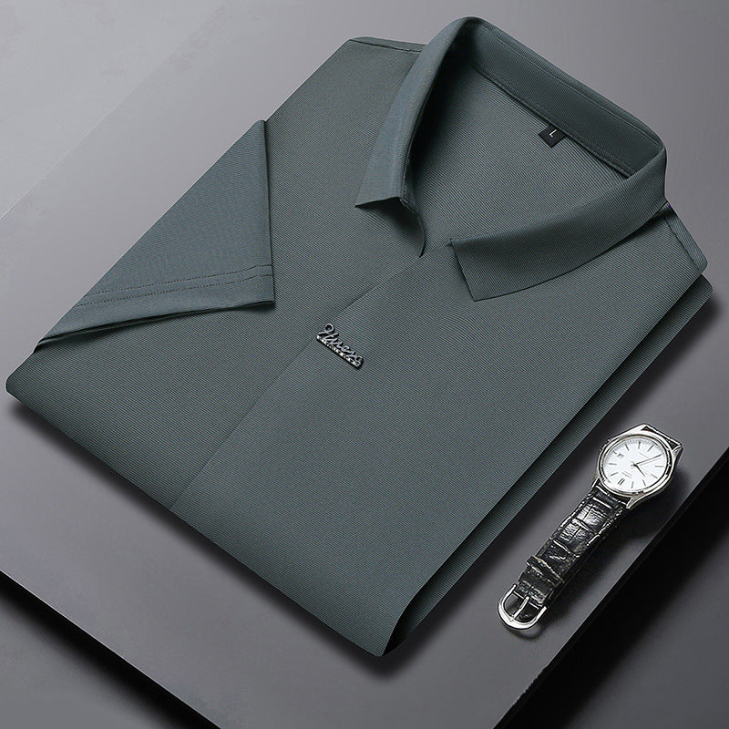 Ice Silk Short Sleeve Men's Fashion Casual Lapel 1