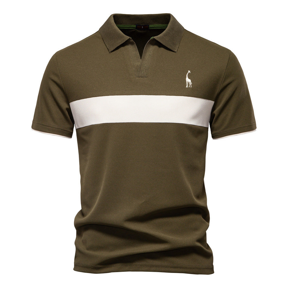 Deer Embroidered POLO Men's Lapel Short-sleeved T-shirt 1