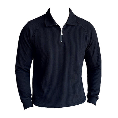 High Elastic Thickened Seersucker Half Zipper Polo Shirt UMAIR & HAYAT SELLER