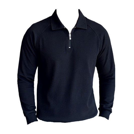 High Elastic Thickened Seersucker Half Zipper Polo Shirt UMAIR & HAYAT SELLER