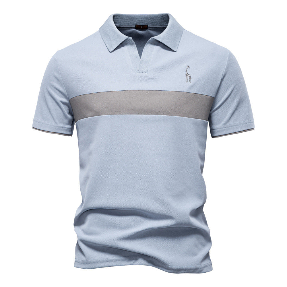 Deer Embroidered POLO Men's Lapel Short-sleeved T-shirt 1