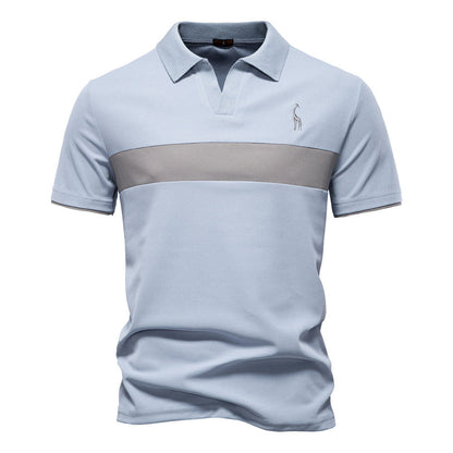Deer Embroidered POLO Men's Lapel Short-sleeved T-shirt 1