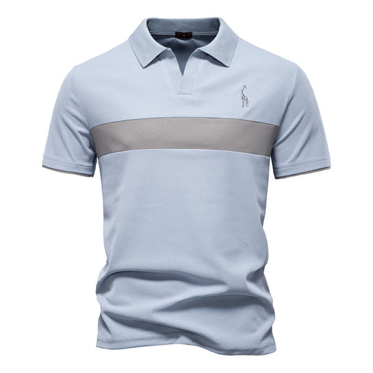 Deer Embroidered POLO Men's Lapel Short-sleeved T-shirt 1