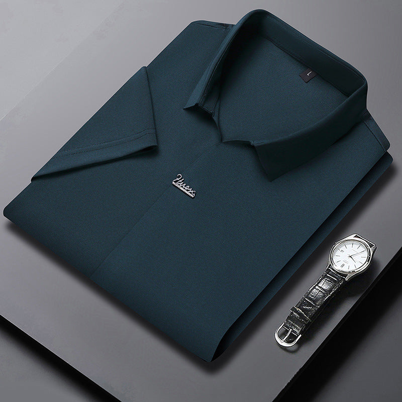 Ice Silk Short Sleeve Men's Fashion Casual Lapel 1