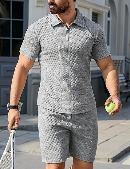 Fashion Personality Men's Shorts Casual Two-piece Suit 1
