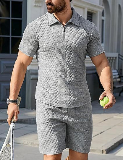 Fashion Personality Men's Shorts Casual Two-piece Suit 1