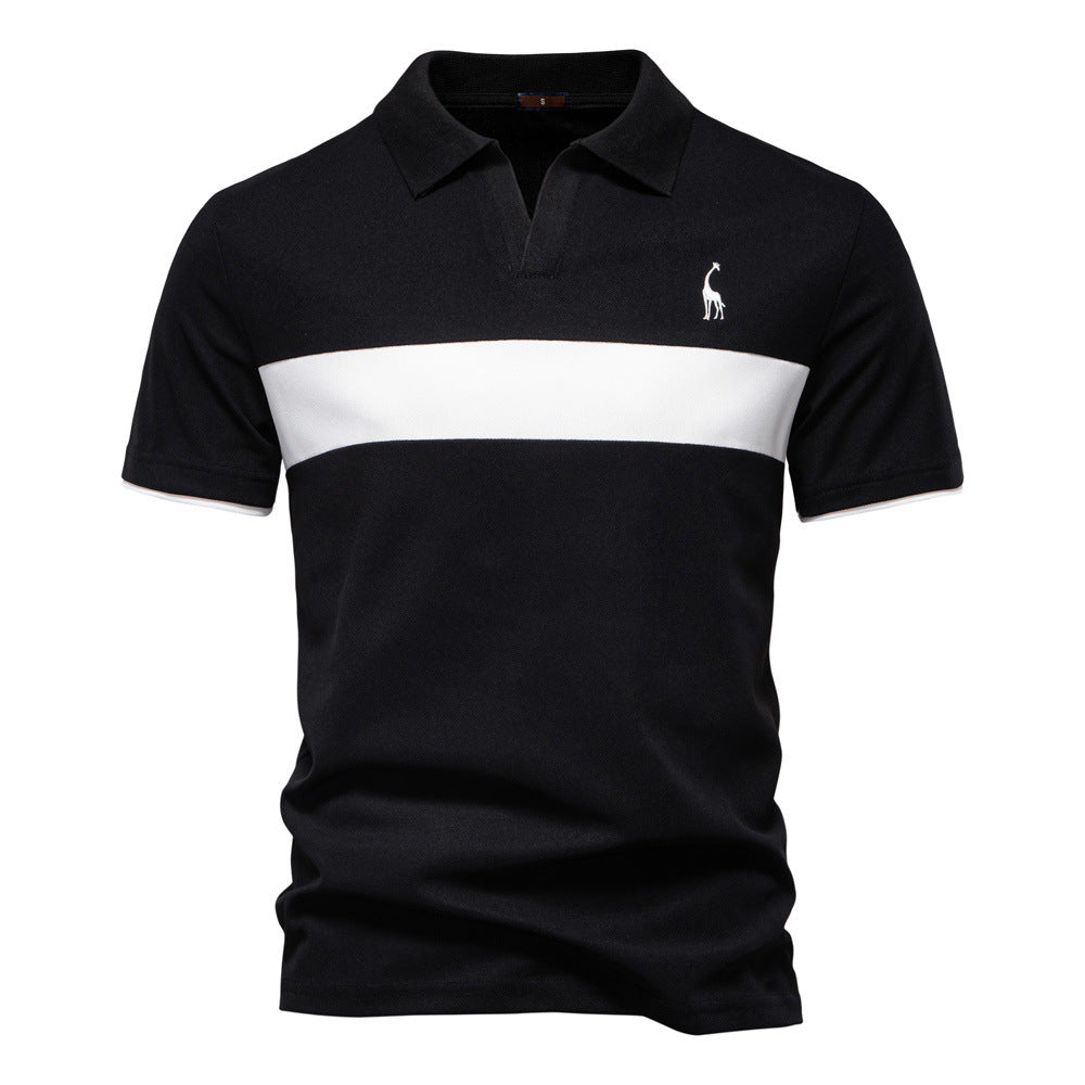 Deer Embroidered POLO Men's Lapel Short-sleeved T-shirt 1