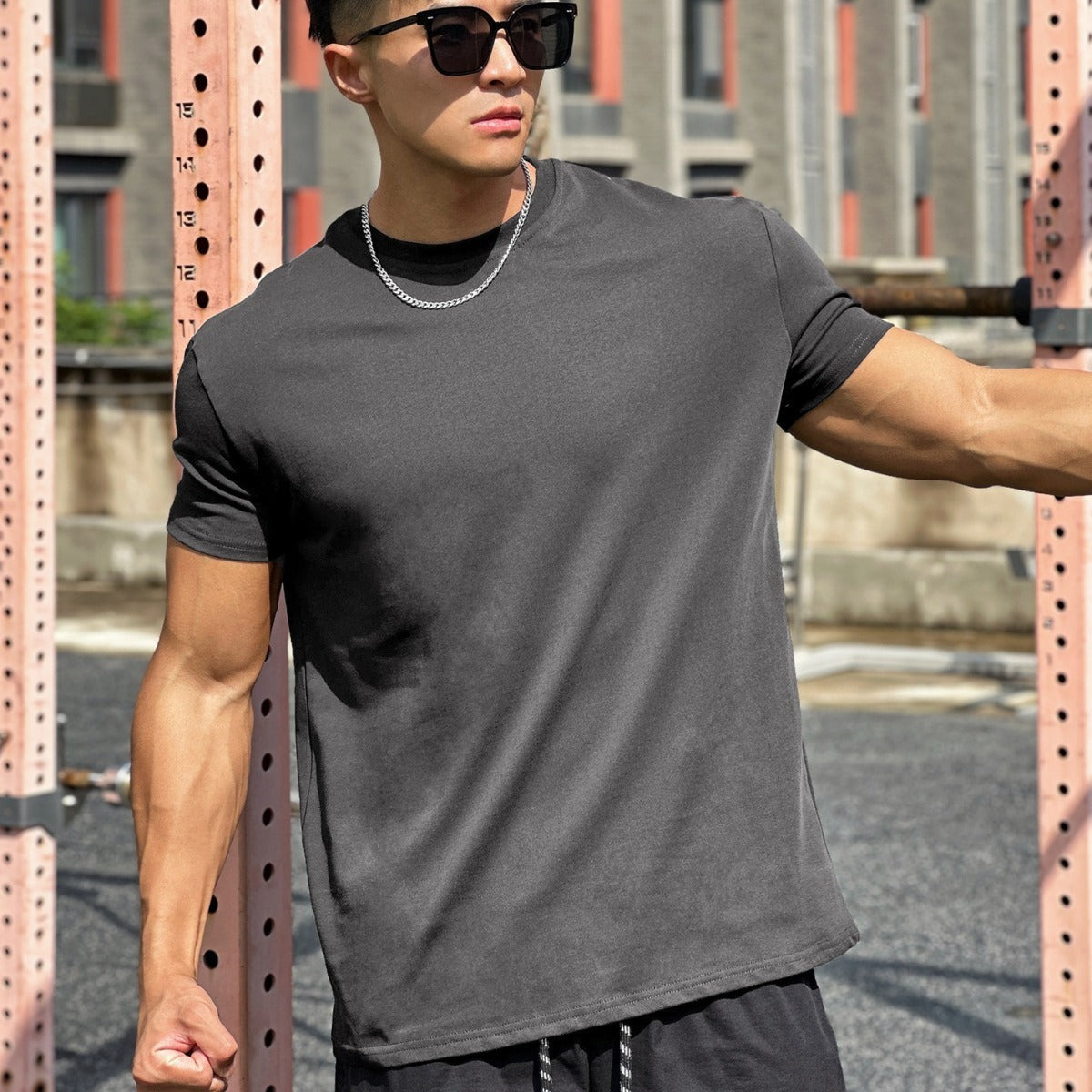 Muscle Sports Loose Cotton Fitness Short Sleeve Men UMAIR & HAYAT SELLER