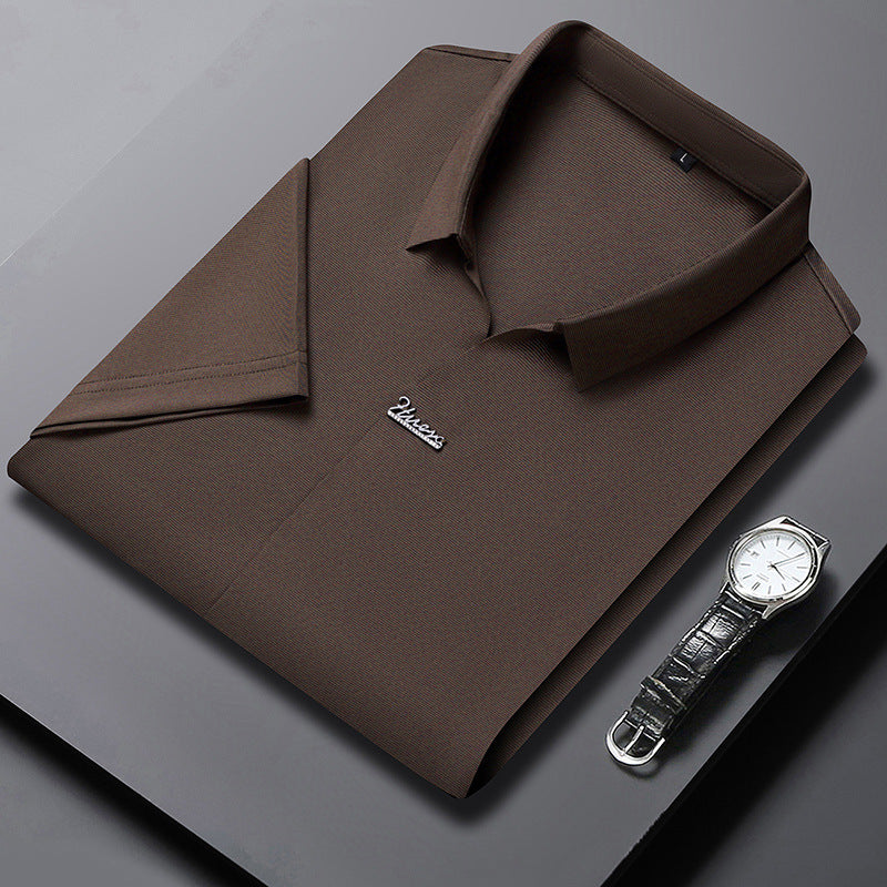 Ice Silk Short Sleeve Men's Fashion Casual Lapel 1