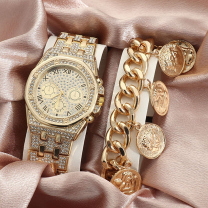 Watch Men's Diamond Large Dial Quartz Watch 1