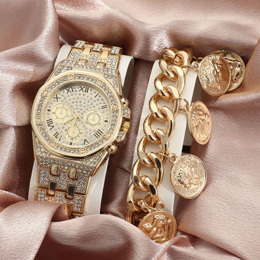 Watch Men's Diamond Large Dial Quartz Watch 1