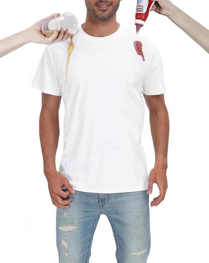 Neat White Basic Crewneck Short Sleeve Cotton Polyester Water Repellent Tops T Shirts Tee For Men UMAIR & HAYAT SELLER